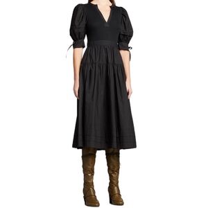 ULLA JOHNSON Cintia Puff-Sleeve Combo Dress
